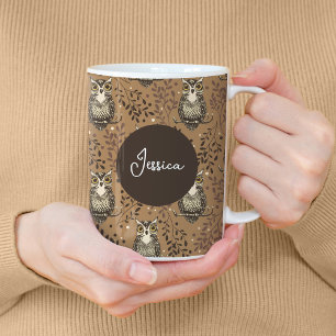 Mug Motif de bois illustré de Chouette Brown
