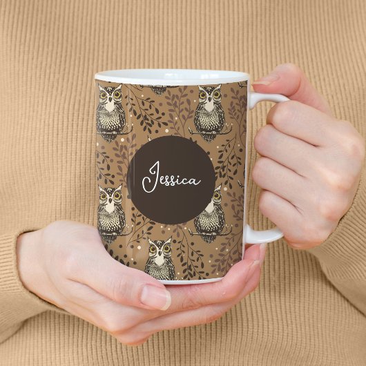 Mug Motif de bois illustré de Chouette Brown
