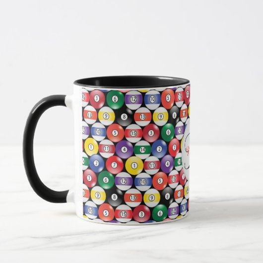 Mug Motif de boule de billards de monogramme (Gauche)