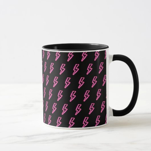 Mug Motif de boulon à éclair de néon rose (Droite)