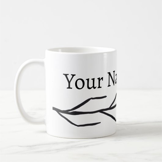 Mug Motif de branche d'encre monochrome (Gauche)