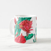 Mug Motif de cactus à fleurs rouges vertes (Devant gauche)