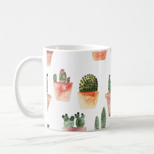Mug Motif de cactus Brown vert à pointes (Gauche)