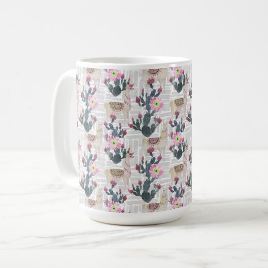 Mug Motif de cactus d'aquarelle (Devant gauche)