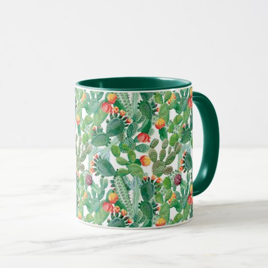 Mug Motif de cactus d'aquarelle (Devant droit)