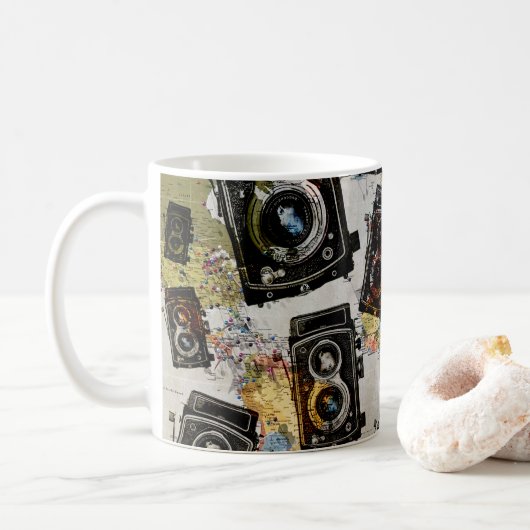Mug Motif de caméra Vintage voyage (Avec donut)