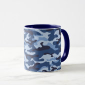 Mug Motif de camouflage bleu foncé (Devant droit)
