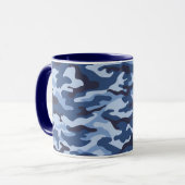 Mug Motif de camouflage bleu foncé (Devant gauche)