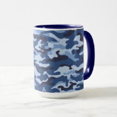 Mug Motif de camouflage bleu foncé (Devant droit)