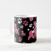 Mug Motif de caniche rose sur Arrière - plan noir (Devant gauche)