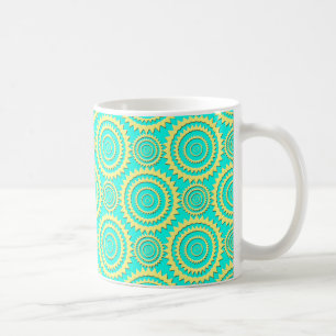 Mug Motif de cercles géométriques jaune et vert menthe