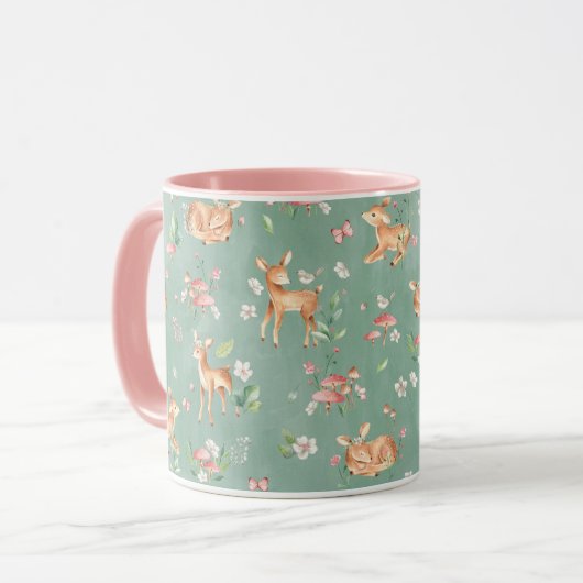 Mug Motif de cerfs à l'aquarelle (Devant gauche)