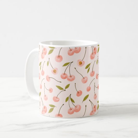 Mug Motif de cerise aquarelle (Devant gauche)