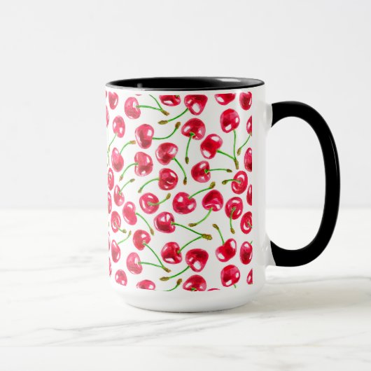 Mug Motif de cerises d'aquarelle (Droite)