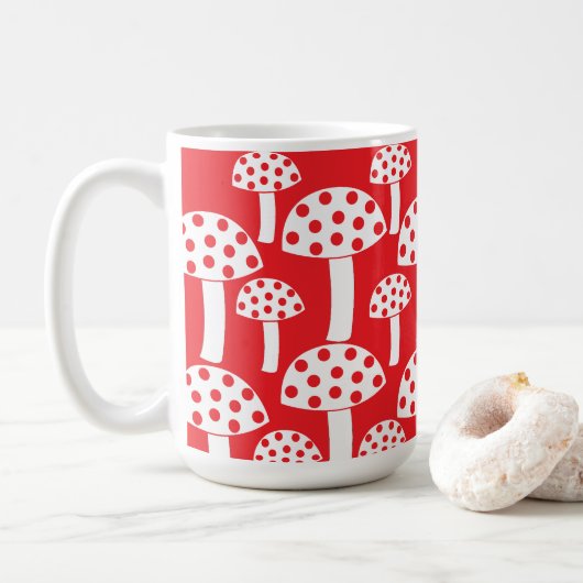 Mug Motif de champignons blancs mignons (Avec donut)