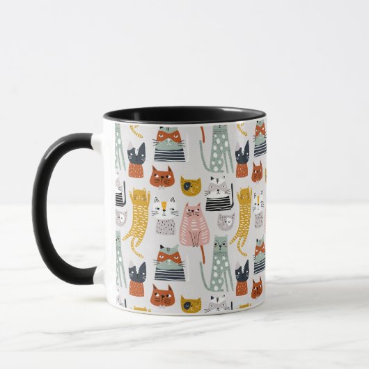 Mug Motif de chat à main mignon Doodle (Gauche)