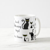 Mug Motif de chat noir et blanc avec typographie (Devant droit)