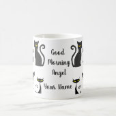 Mug Motif de chat noir et blanc avec typographie (Centre)