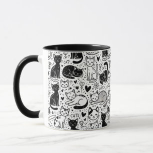 Mug Motif de chat noir et blanc - élégant et migno