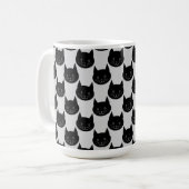 Mug Motif de chat noir sur gris-clair. (Devant gauche)