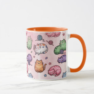 Mug Motif de chats dodus kawaii colorés