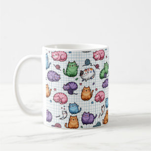 Mug Motif de chats dodus kawaii colorés sur papier qua