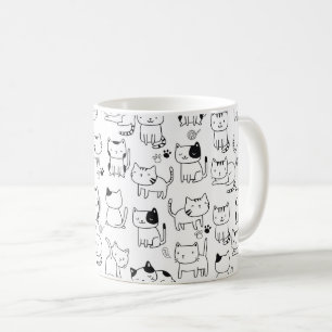 Mug Motif de chats Doodle Cute