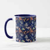 Mug Motif de chats et de chiens sur fond bleu  (Gauche)