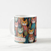 Mug Motif de chats fantaisistes colorés mignons (Devant gauche)
