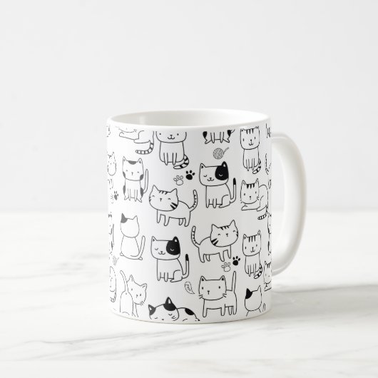 Mug Motif de chats gribouillés mignons (Devant droit)