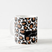 Mug Motif de Cheetah à huile blanche et d'or monogramm (Devant gauche)
