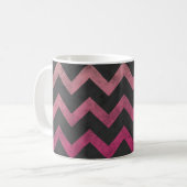 Mug Motif de chevron gris foncé rose magenta (Devant gauche)