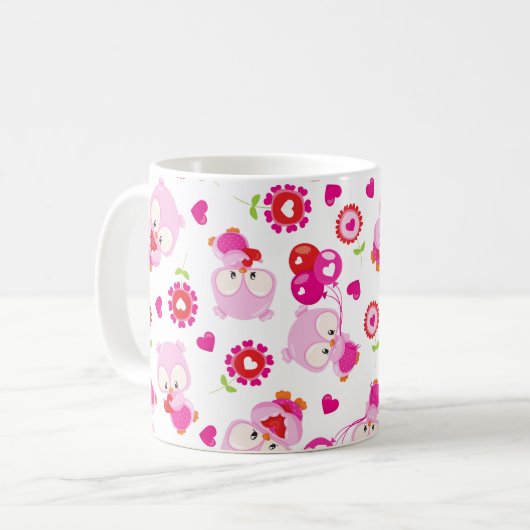 Mug Motif De Chouettes, Chouettes Mignonnes, Chouettes (Devant gauche)