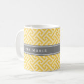 Mug Motif de clé grecque jaune doré avec nom (Devant gauche)