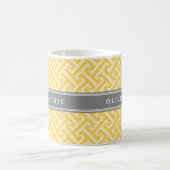 Mug Motif de clé grecque jaune doré avec nom (Centre)
