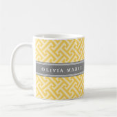 Mug Motif de clé grecque jaune doré avec nom (Gauche)