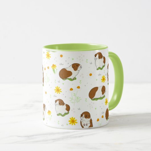 Mug motif de cobaye avec fleurs (Devant droit)