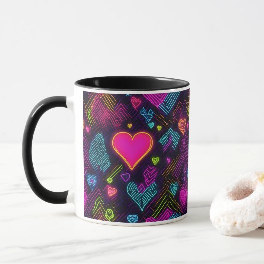 Mug Motif de coeur coloré (Avec donut)