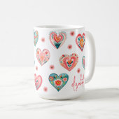 Mug Motif de coeur floral moderne (Devant droit)