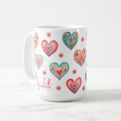 Mug Motif de coeur floral moderne (Devant gauche)