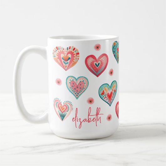 Mug Motif de coeur floral moderne (Gauche)