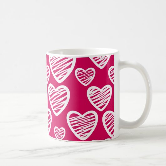 Mug Motif de coeur Gras Rouge et Blanc Scribble (Droite)