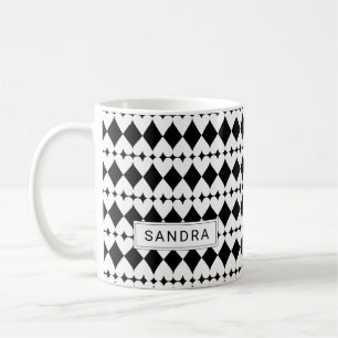 Mug Motif de coeur noir et blanc moderne personnalisé