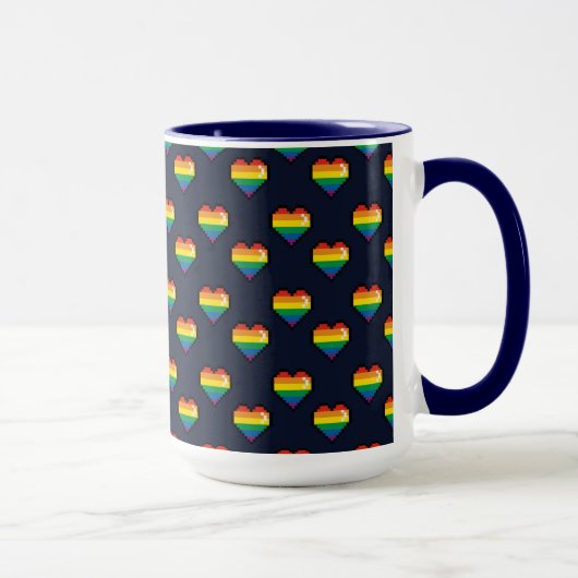 Mug Motif de coeur Rainbow 8 Bit (Droite)