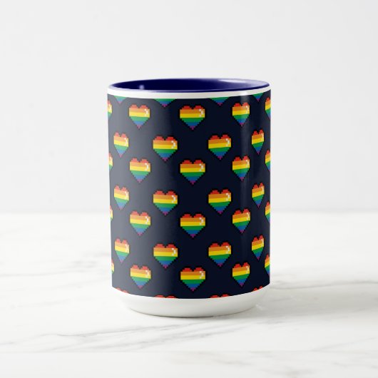 Mug Motif de coeur Rainbow 8 Bit (Centre)