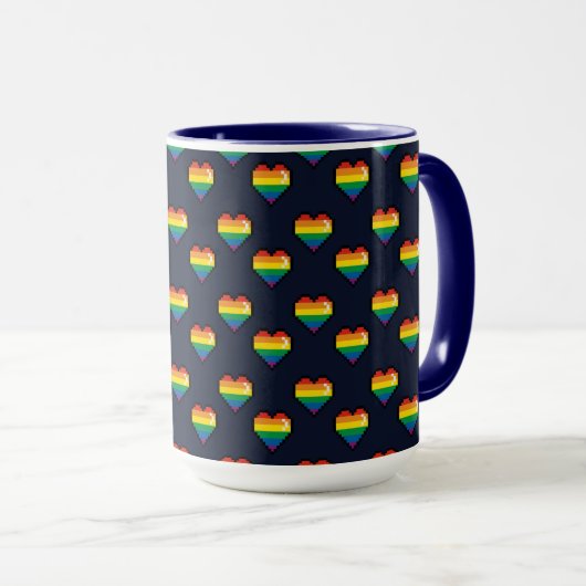 Mug Motif de coeur Rainbow 8 Bit (Devant droit)