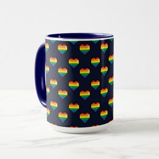 Mug Motif de coeur Rainbow 8 Bit (Devant gauche)