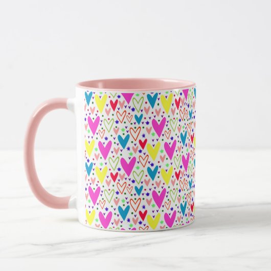 Mug Motif de cœurs colorés mignons (Gauche)