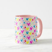Mug Motif de cœurs colorés mignons (Devant droit)
