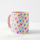 Mug Motif de cœurs colorés mignons (Devant gauche)
